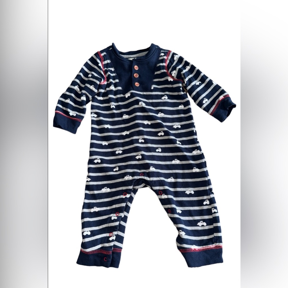 Hatley Mini Tractors Elbow Patch Baby Henley Romper